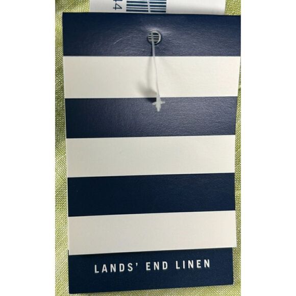 New Lands' End Top Size 20W Button Down Green Linen Long Sleeve Preppy Classic - Picture 8 of 11